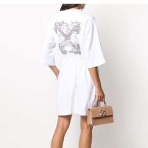 OFF WHITE birds motif tshirt dress